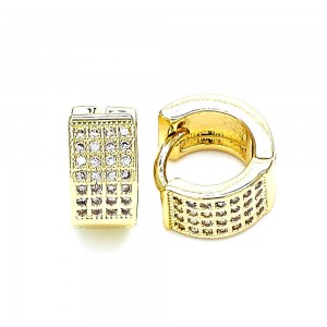 Gold Filled 12mm Huggie Hoop With Micro Pave Golden Tone