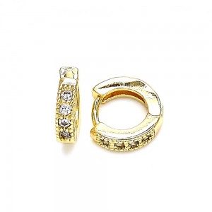 Gold Filled 10mm Huggie Hoop With Cubic Zirconia Golden Tone