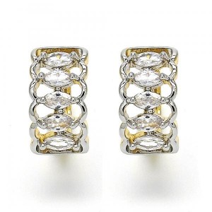 Gold Filled Two Tone Huggie Hoop With Cubic Zirconia
