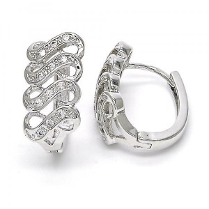 Gold Filled Rhodium Plated Huggie Hoop Infinite Design With Cubic Zirconia