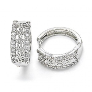 Gold Filled Rhodium Plated Huggie Hoop with Cubic Zirconia