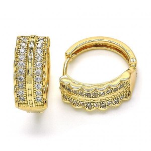 Gold Filled Gold Plated Huggie Hoop With Cubic Zirconia