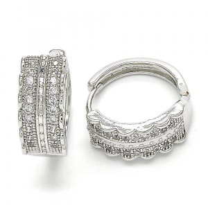 Gold Filled Rhodium Plated Huggie Hoop With Cubic Zirconia