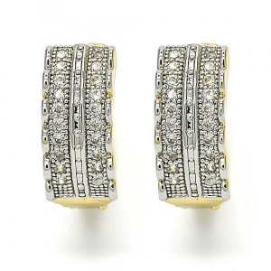 Gold Filled Two Tone Huggie Hoop With Cubic Zirconia