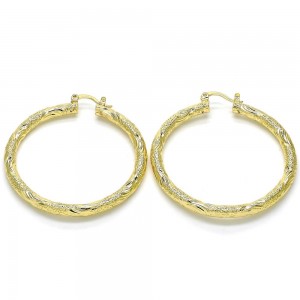 Gold Filled 50mm Large Hoop Matte Finish Golden Tone