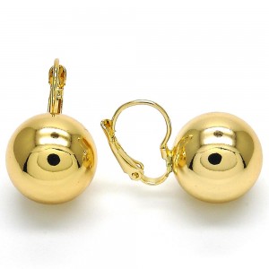 Gold Filled 22mm Ball Design Leverback Earrings Golden Tone