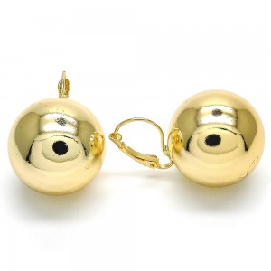 Gold Filled 30mm Leverback Ball Earrings Golden Tone