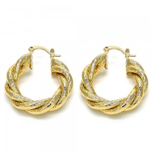 Gold Filled 30mm Medium Hoop Earrings Twist Design Golden Tone