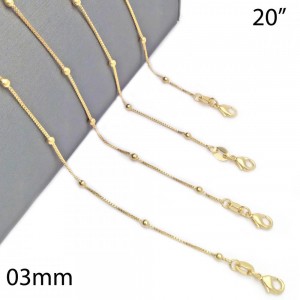 Gold Filled 20" Basic Necklace Ball Design Golden Tone