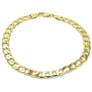 Gold Filled Anklet Curb Design Polished Golden Finish 180 Gauge 7 MM Thickness 10 Inches Length