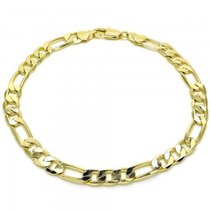 Gold Filled Basic Anklet Figaro Design Polished Finish Golden Tone