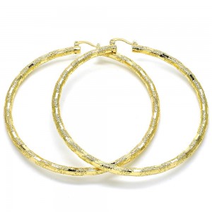 Gold Filled Hoop Earrings 2x80mm Golden Tone