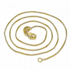 Gold Filled 18" Basic Necklace Box Design Polished Finish Golden Tone
