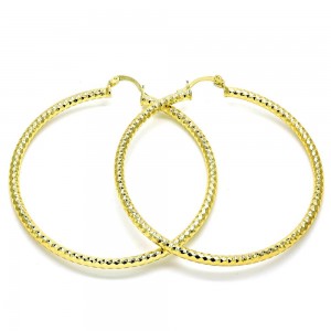 Gold Filled 60mm Medium Hoop Earrings Golden Tone