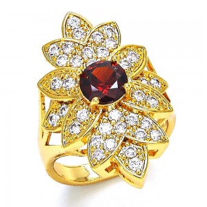 Gold Filled Multi Stone Ring With Cubic Zirconia Golden Tone