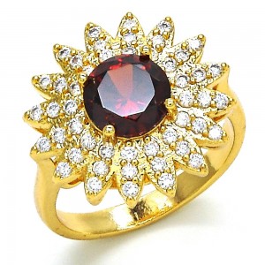 Gold Filled Multi Stone Ring With Cubic Zirconia Golden Tone