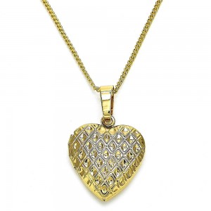 Gold Filled Pendant Necklace Heart Design Polished Finish Golden Tone