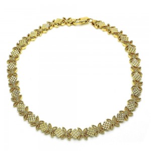 Gold Filled Fancy Anklet Flower Design Polished Finish Golden Tone