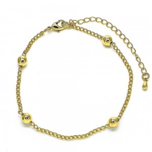 Gold Filled Fancy Bracelet Ball Design Golden Tone 8 Inches Long
