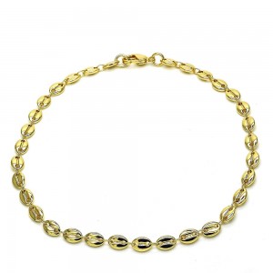 Gold Filled Fancy Anklet Puff Mariner Design Polished Finish Golden Tone