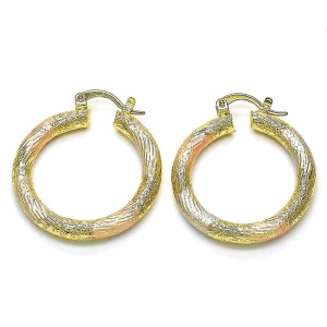 Gold Filled 4x30mm Medium Hoop Matte Finish Tri Tone