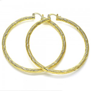 Gold Filled 70mm Extra Large Hoop Earrings Matte Finish Golden Tone