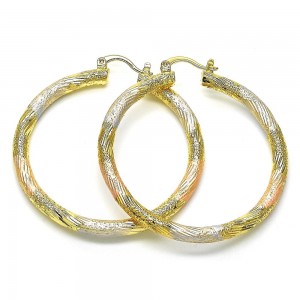 Gold Filled 4mmx50mm Large Hoop Polished Tri Tone