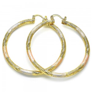 Gold Filled 60mm Large Hoop Earrings Polished Finish Tri Tone