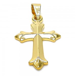 Gold Filled Religious Pendant Cross Design Polished Finish Golden Tone