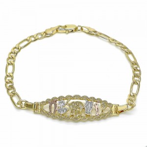 Gold Filled Fancy Bracelet Elephant and Owl Design Polished Finish Tri Tone