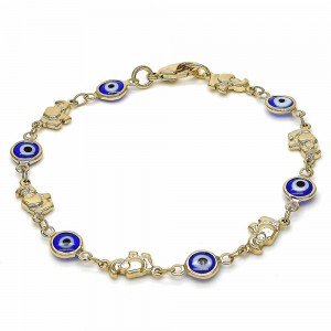 Gold Filled Fancy Bracelet Greek Eye and Elephant Design Golden Tone