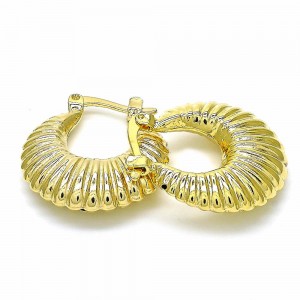 Gold Filled Small Hoop Hollow Design Polished Finish Golden Tone
