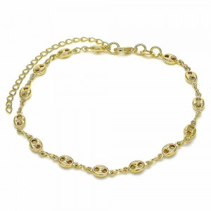 Gold Filled Fancy Anklet Mariner Design Polished Finish Golden Tone