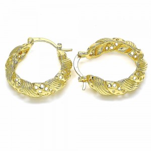 Gold Filled 30mm Medium Hoop Earrings Polished Finish Golden Tone