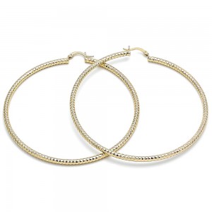 Gold Filled 2x80mm Extra Large Hoop Diamond Cutting Finish Golden Tone