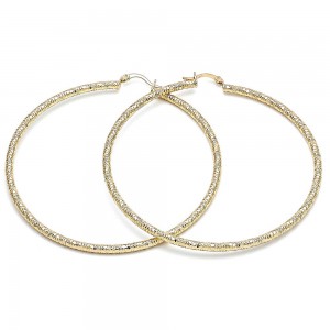 Gold Filled 2x80mm Extra Large Hoop Diamond Cutting Finish Golden Tone
