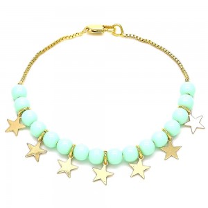 Gold Finish Fancy Bracelet Star Design Polished Golden Tone