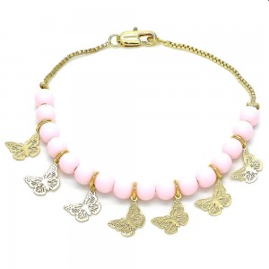 Gold Finish Fancy Bracelet Butterfly Design Polished Golden Tone