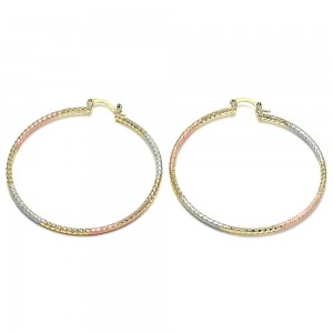 Gold Filled 50mm Medium Hoop Earrings Tri Tone