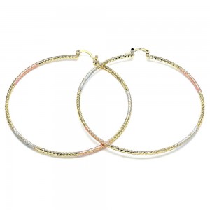Gold Filled 70mm Medium Hoop Earrings Tri Tone
