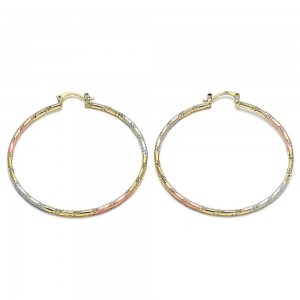 Gold Filled Medium Hoop Earrings Tri Tone 50mm