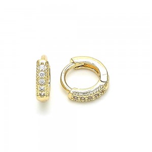 Gold Filled 10mm Huggie Hoop With Cubic Zirconia Golden Tone