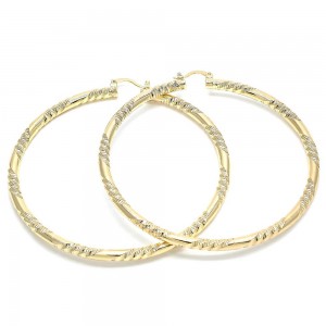 Gold Filled 2x80mm Extra Large Hoop Diamond Cutting Finish Golden Tone