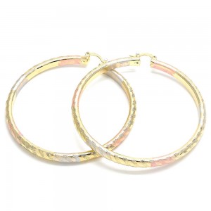 Gold Filled 70mm Extra Large Hoop Earrings Polished Finish Tri Tone