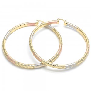 Gold Filled Extra Large Hoop Polished Finish Tri Tone 2mmX80mm