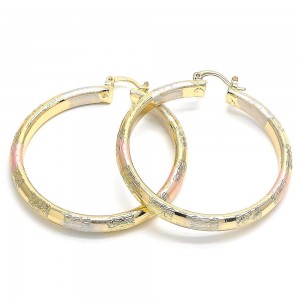 Gold Filled 50mm Large Hoop Earrings Polished Finish Tri Tone