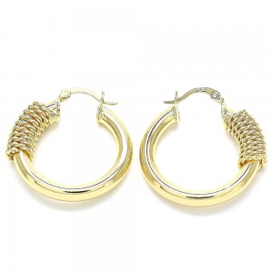 Gold Filled 7x30mm Medium Hoop Polished Finish Golden Tone