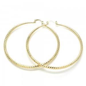 Gold Filled 70mm Large Hoop Earrings Golden Tone