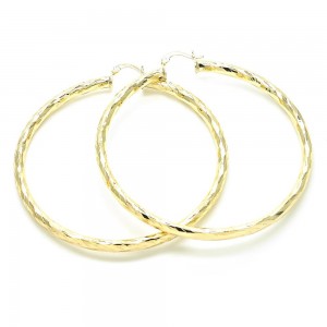 Gold Filled 70mm Extra Large Hoop Earrings Hollow Design Golden Tone