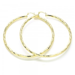 Gold Filled 2x80mm Extra Large Hoop Hollow Design Golden Tone